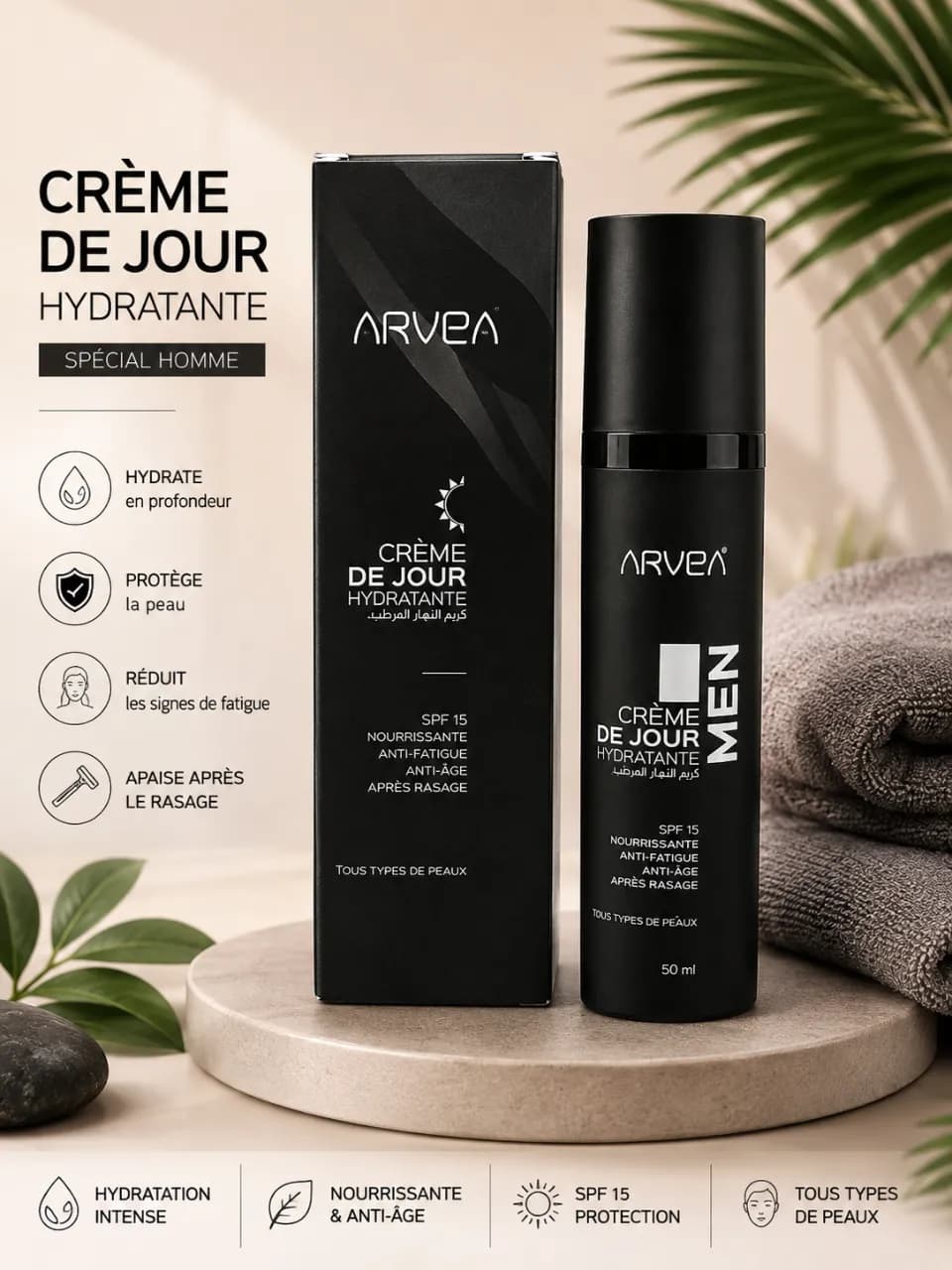 Le produit ARVEA Men – Crème de Jour Hydratante